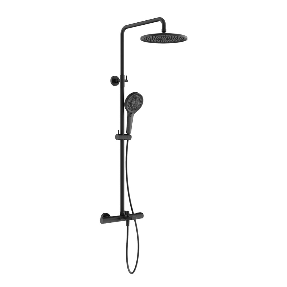Душевая стойка с термостатическим смесителем и изливом SC9008MB SANCOS Etna черный матовый/Италия