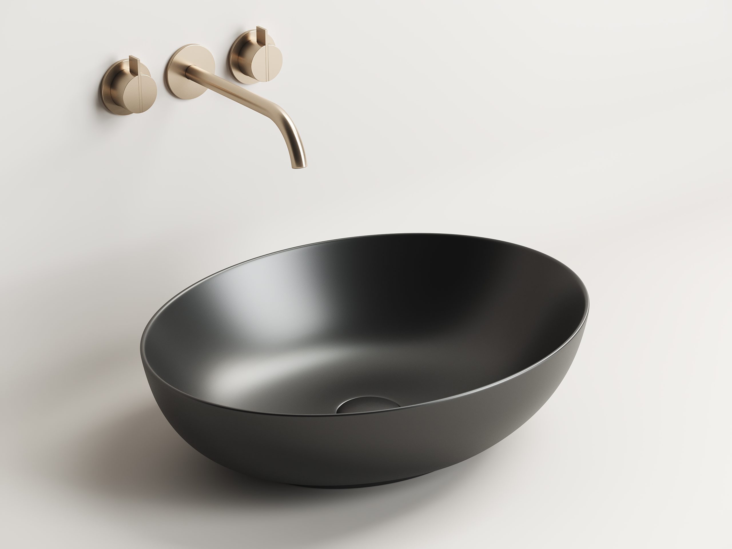 Умывальник 520х395х130мм МАТОВАЯ чаша Element CeramicaNova накладная овальная CN6017MB Чёрная/Италия