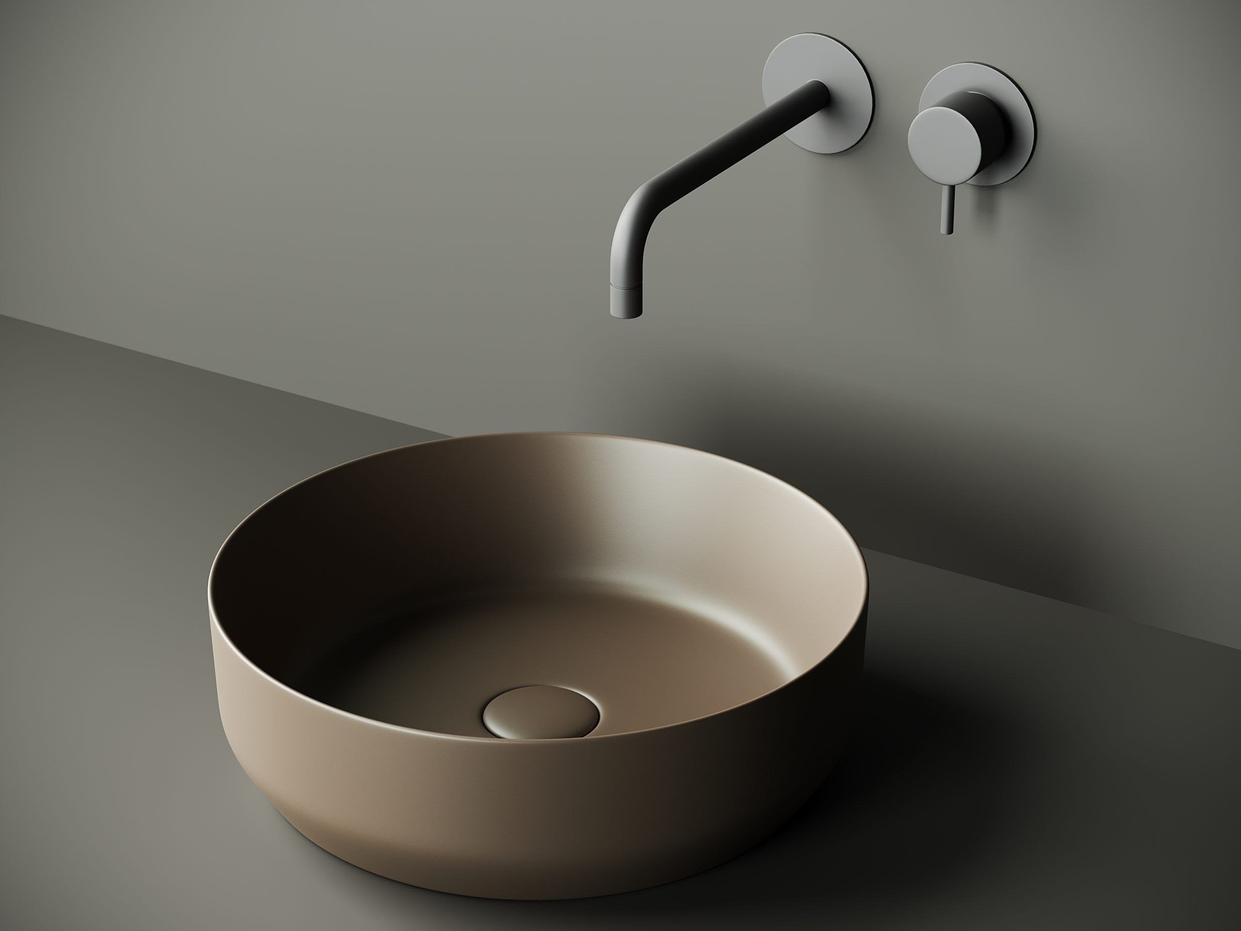 Умывальник 390х390х120мм МАТОВАЯ чаша Element CeramicaNova накладная круглая CN6022MDB Тёмно-коричневая/Италия