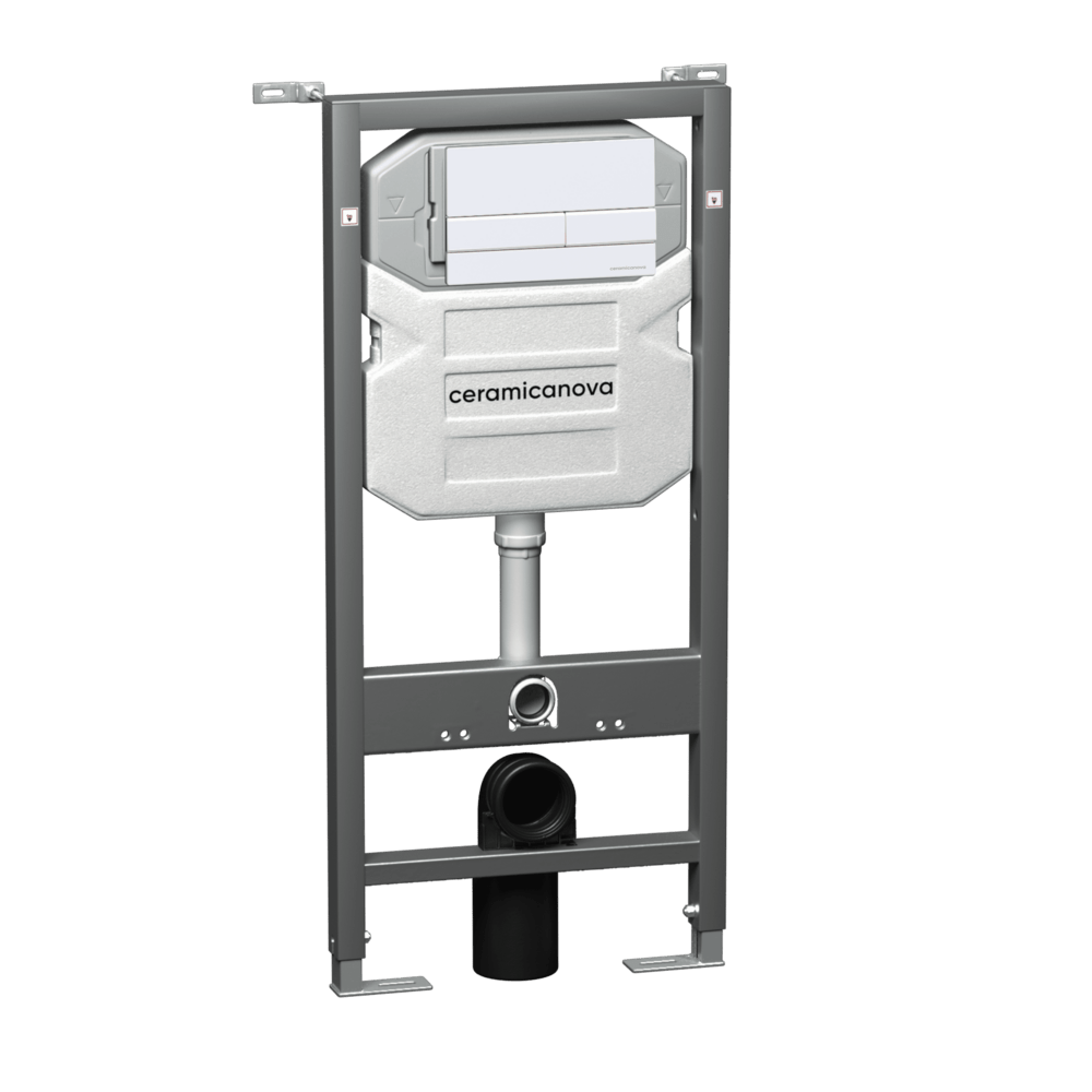 Инсталляция c Белой кнопкой Flat CERAMICANOVA Envision для скрытого монтажа подвесного унитаза CN1002W/Италия