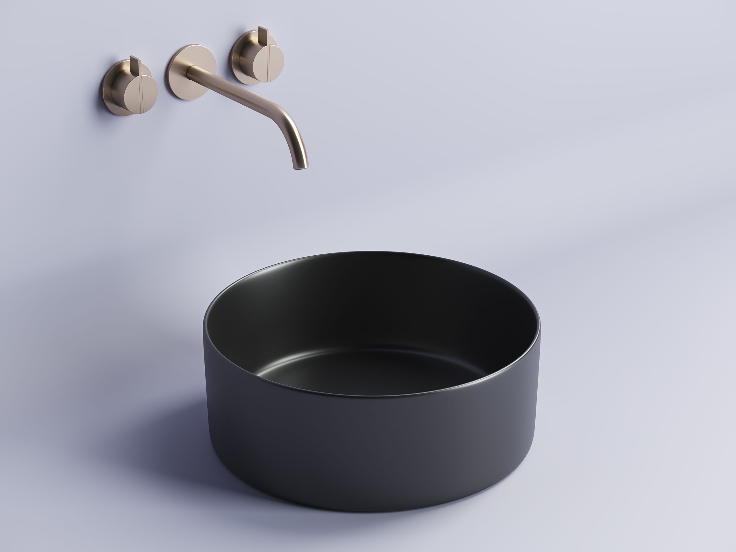 Умывальник 358х358х137мм МАТОВАЯ чаша Element CeramicaNova накладная круглая CN6032MB Чёрная/Италия