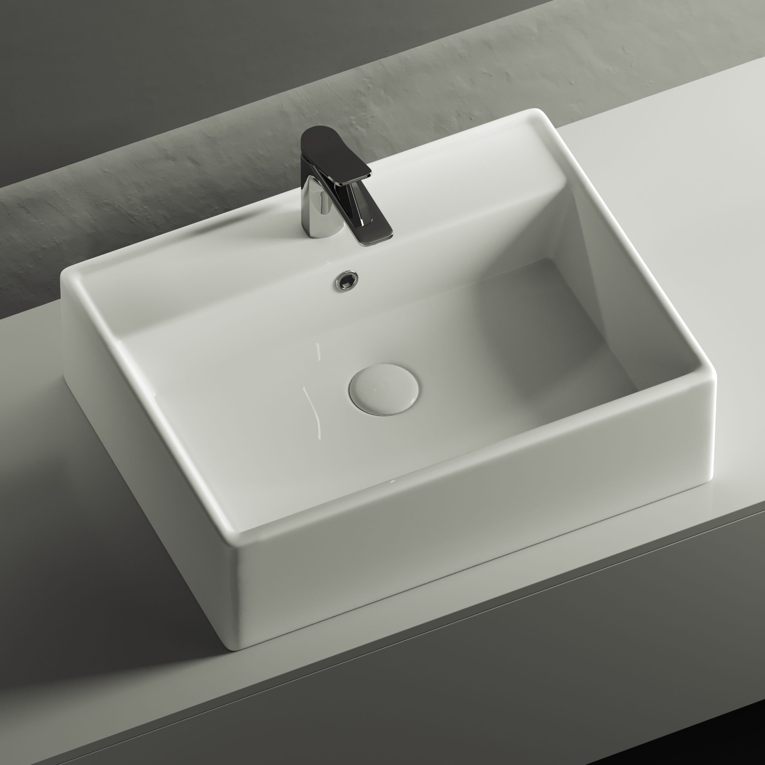 Умывальник 590х450х160мм чаша Element CeramicaNova накладная прямоугольная CN6046/Италия