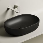 Умывальник 600х415х135мм МАТОВАЯ чаша Element CeramicaNova накладная овальная CN6047MB Чёрная/Италия