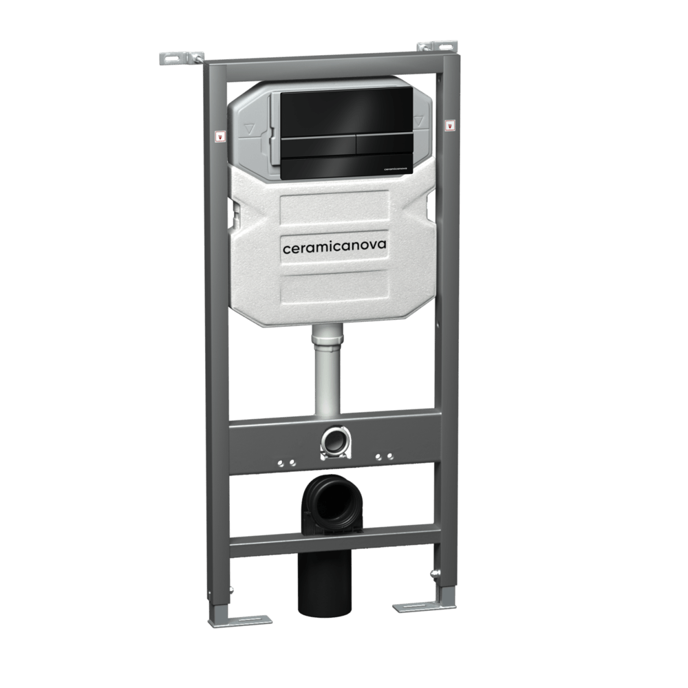 Инсталляция c Чёрной кнопкой Flat CERAMICANOVA Envision для скрытого монтажа подвесного унитаза CN1002B/Италия