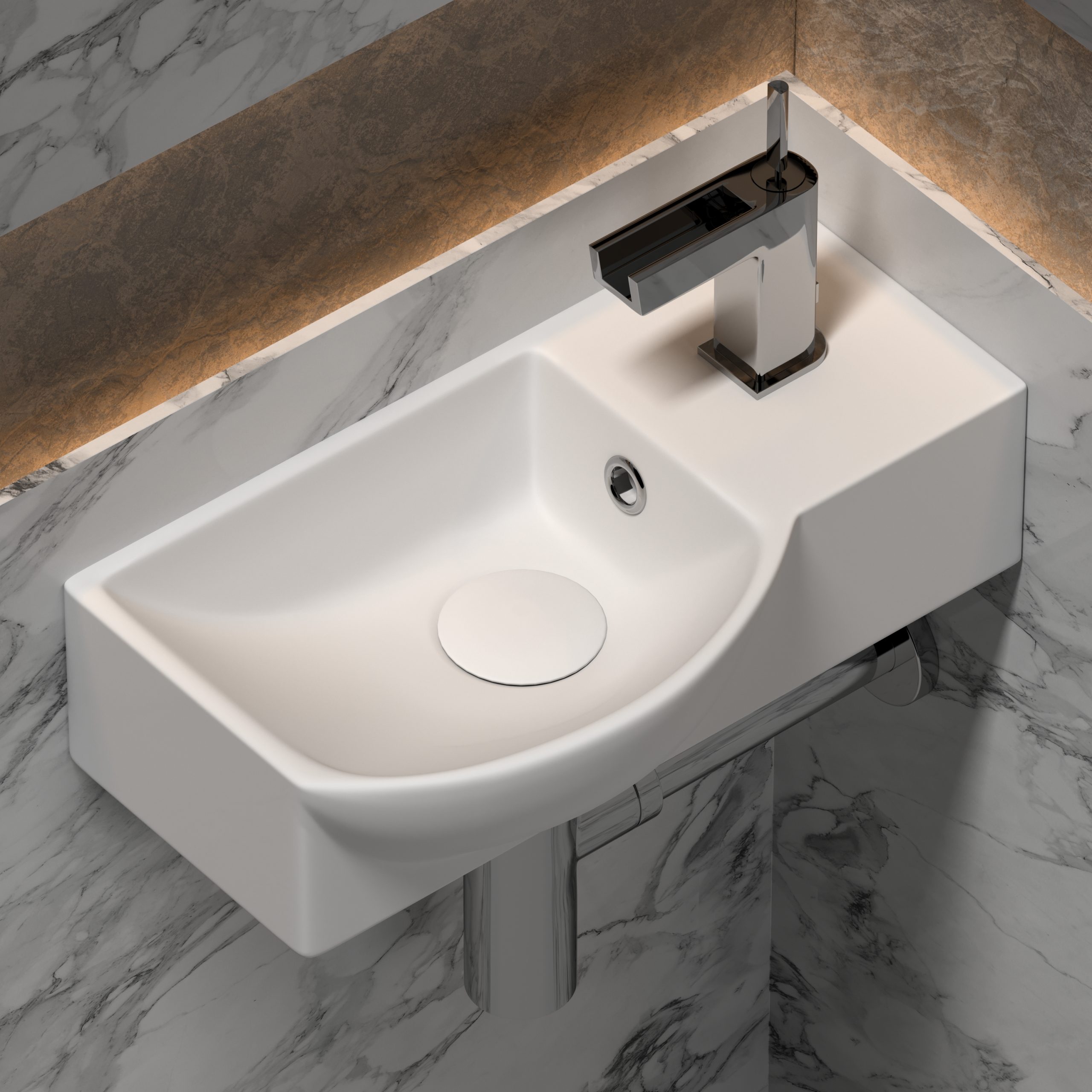 Умывальник 400х220х120мм Element CeramicaNova подвесной прямоугольный CN6039L чаша слева/Италия