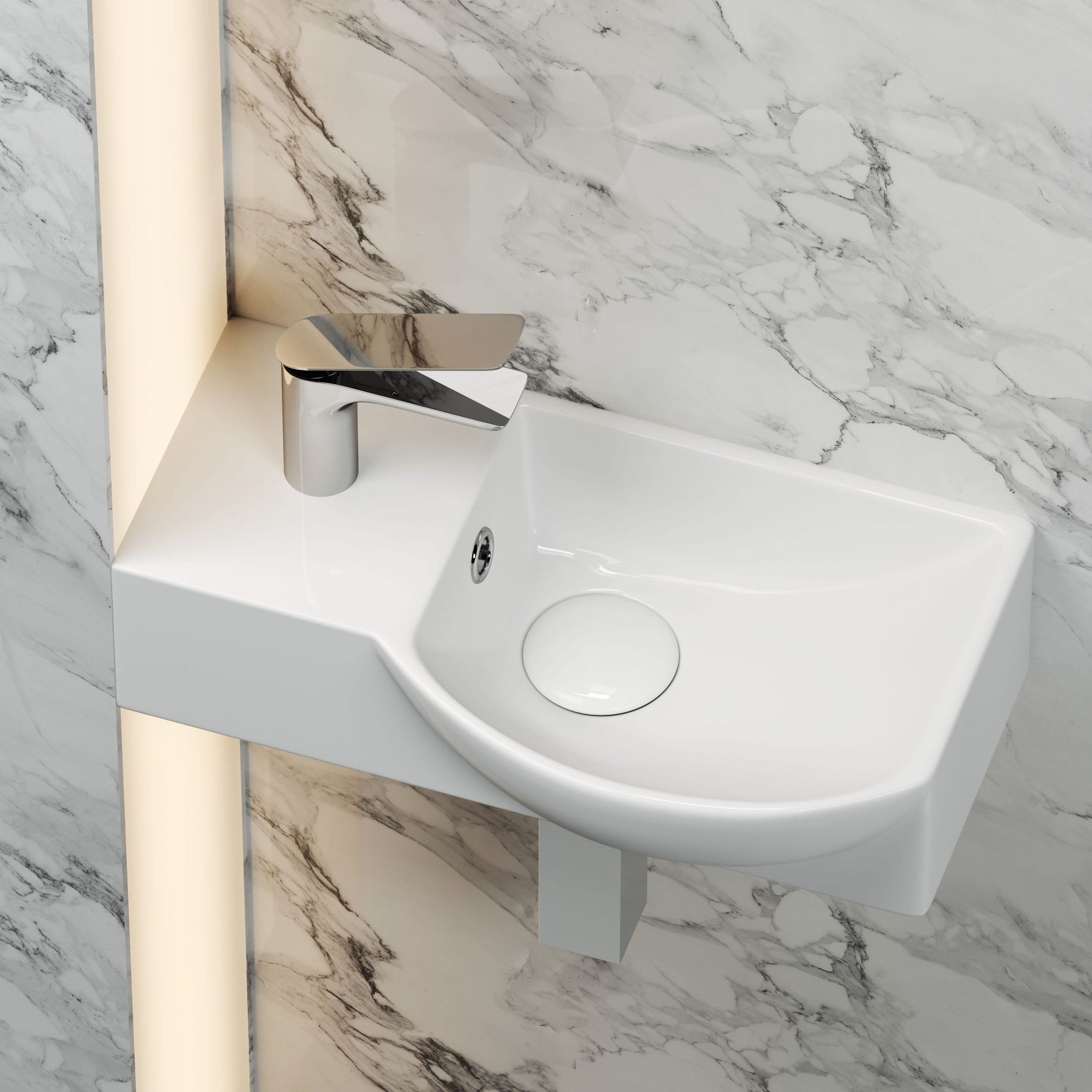 Умывальник 400х220х120мм Element CeramicaNova подвесной прямоугольный CN6039R чаша справа/Италия