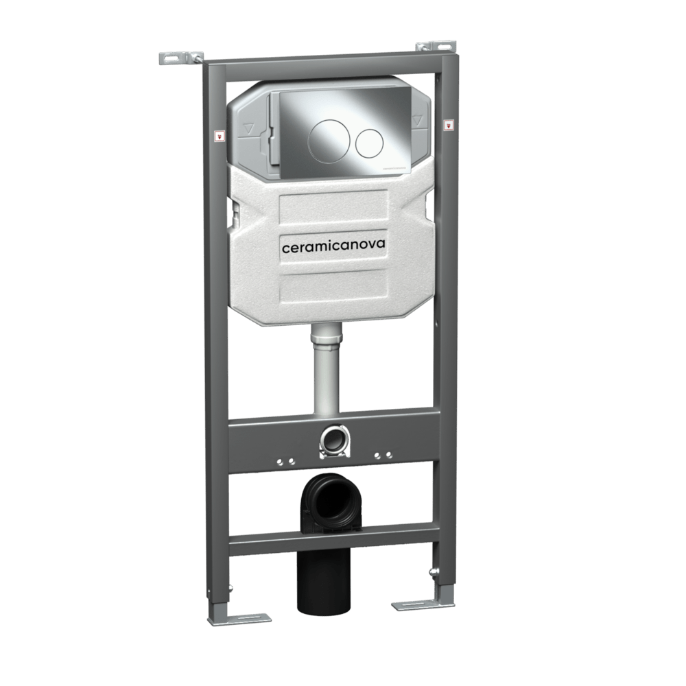 Инсталляция c кнопкой Хром Round CERAMICANOVA Envision для скрытого монтажа подвесного унитаза CN1001CH/Италия