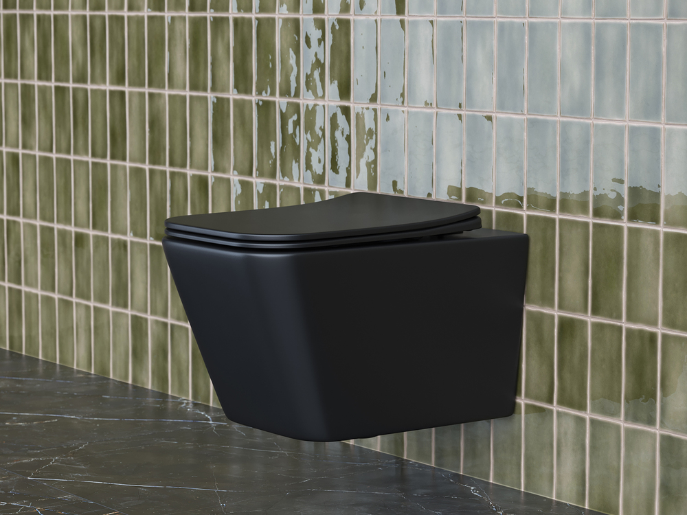 Унитаз безободковый МАТОВЫЙ подвесной CeramicaNova Metric Rimless CN3007MB Чёрный/Италия