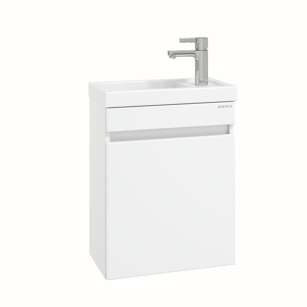 Тумба 45 см Милтон ПОДВЕСНАЯ Белая с умывальником Фостер-45