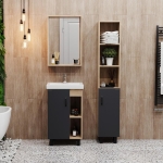 Тумба 50 см ТИМБЕР Серый матовый/дуб сонома с умывальником Фостер-50 — изображение 6