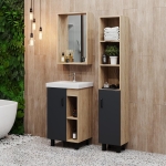 Тумба 50 см ТИМБЕР Серый матовый/дуб сонома с умывальником Фостер-50 — изображение 5