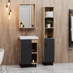 Тумба 50 см ТИМБЕР Серый матовый/дуб сонома с умывальником Фостер-50 — изображение 4