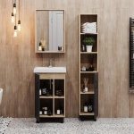 Тумба 50 см ТИМБЕР Серый матовый/дуб сонома с умывальником Фостер-50 — изображение 8