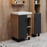 Тумба 50 см ТИМБЕР Серый матовый/дуб сонома с умывальником Фостер-50 — изображение 7