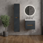 Тумба 60 см АЙЛЕНД подвесная Графит/дуб крафт золотой с умывальником Фостер-60 — изображение 3