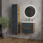 Тумба 60 см АЙЛЕНД подвесная Графит/дуб крафт золотой с умывальником Фостер-60 — изображение 2