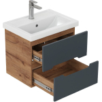 Тумба 60 см АЙЛЕНД подвесная Графит/дуб крафт золотой с умывальником Фостер-60 — изображение 5