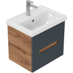 Тумба 60 см АЙЛЕНД подвесная Графит/дуб крафт золотой с умывальником Фостер-60 — изображение 4