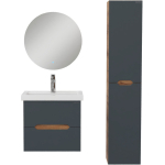 Тумба 60 см АЙЛЕНД подвесная Графит/дуб крафт золотой с умывальником Фостер-60 — изображение 9