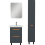 Тумба 50 см Айленд напольная Графит/дуб крафт золотой с умывальником Фостер-50 — изображение 9