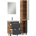 Тумба 50 см Айленд напольная Графит/дуб крафт золотой с умывальником Фостер-50 — изображение 4