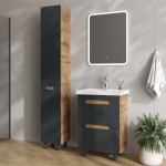 Тумба 50 см Айленд напольная Графит/дуб крафт золотой с умывальником Фостер-50 — изображение 5