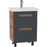 Тумба 50 см Айленд напольная Графит/дуб крафт золотой с умывальником Фостер-50