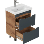 Тумба 50 см Айленд напольная Графит/дуб крафт золотой с умывальником Фостер-50 — изображение 2