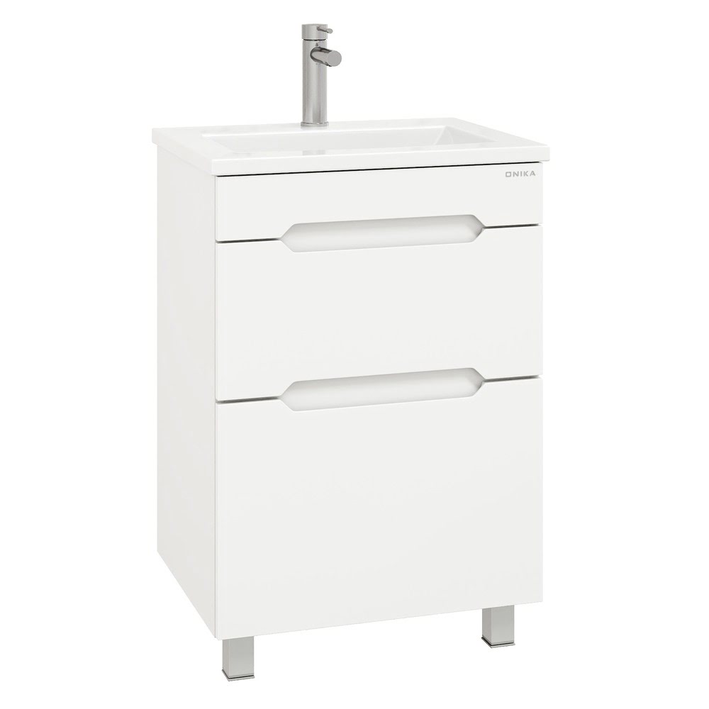 Тумба 60 см АЙЛЕНД напольная белая с умывальником Элина-60