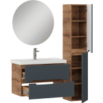 Тумба 70 см АЙЛЕНД подвесная Графит/дуб крафт золотой с умывальником Фостер-70 — изображение 8