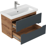 Тумба 80 см АЙЛЕНД подвесная Графит/дуб крафт золотой с умывальником Фостер-80 — изображение 4