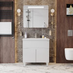 Шкаф-зеркало Неаполь 80 белый c LED подсветкой — изображение 4