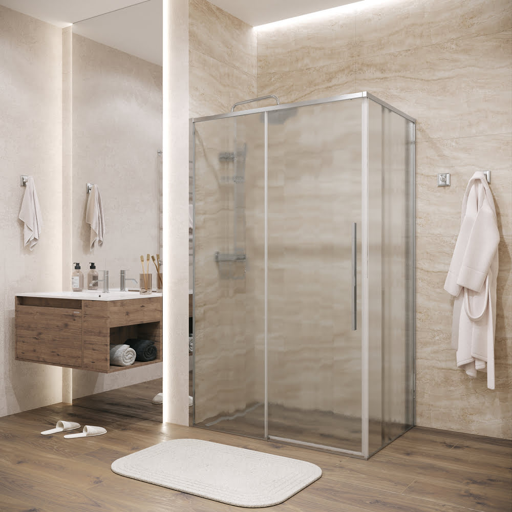 Душевое ограждение 110х100х195см Galaxy Grossman / дверь раздвижная Левая / профиль хром / стекло шиншилла