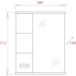 Шкаф-зеркало  БАЛТИКА 58 см Левый — изображение 4