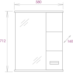 Шкаф-зеркало  БАЛТИКА 58 см Правый — изображение 3