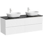 Тумба 140 см Folk Bianco ПОДВЕСНАЯ Sancos со столешницей и с раковинами CN6009