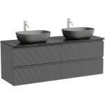 Тумба 140 см Folk Grey soft ПОДВЕСНАЯ Sancos со столешницей и с раковинами CN6009MDH
