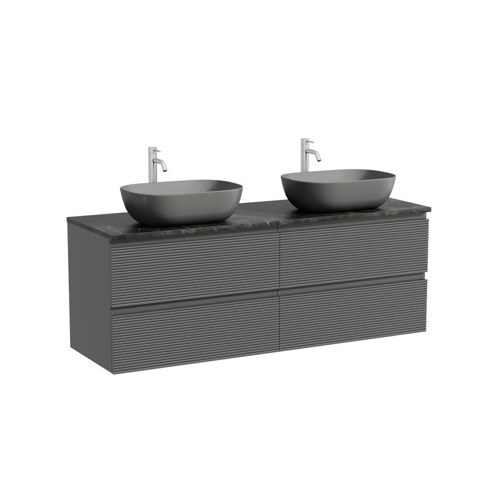 Тумба 140 см Folk Grey soft ПОДВЕСНАЯ Sancos со столешницей и с раковинами CN6009MDH