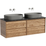 Тумба 140 см Marmi 2.0 Дуб чарльстон ПОДВЕСНАЯ Sancos со столешницей и с раковинами CN6048MH