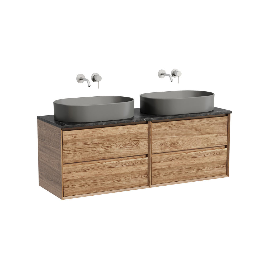 Тумба 140 см Marmi 2.0 Дуб чарльстон ПОДВЕСНАЯ Sancos со столешницей и с раковинами CN6048MH