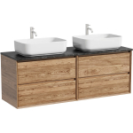 Тумба 140 см Marmi 2.0 Дуб чарльстон ПОДВЕСНАЯ Sancos со столешницей и с раковинами CN5043