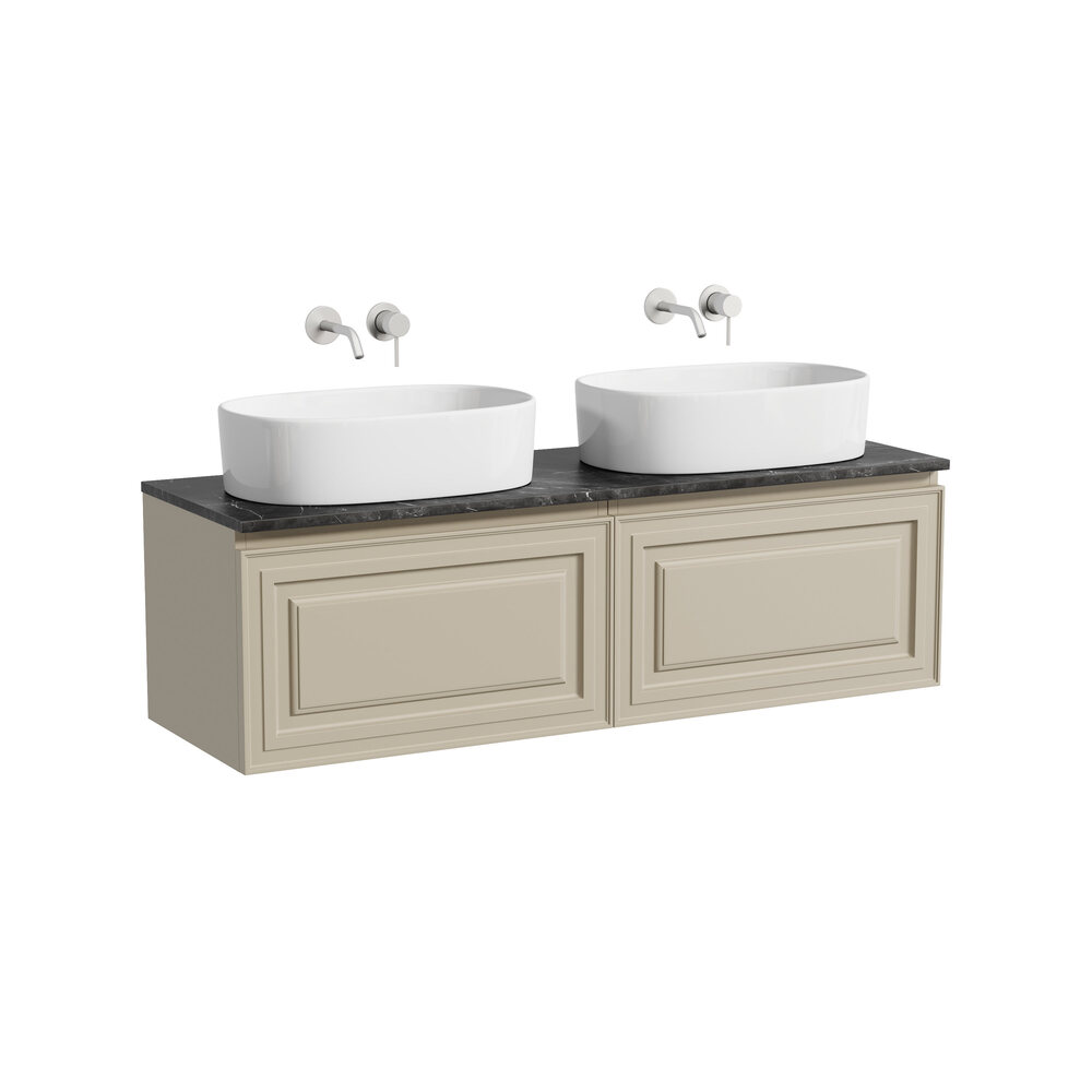Тумба 140 см VERY Beige Soft ПОДВЕСНАЯ Sancos со столешницей и с раковинами CN6075