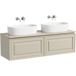 Тумба 140 см VERY Beige Soft ПОДВЕСНАЯ Sancos со столешницей и с раковинами CN6075