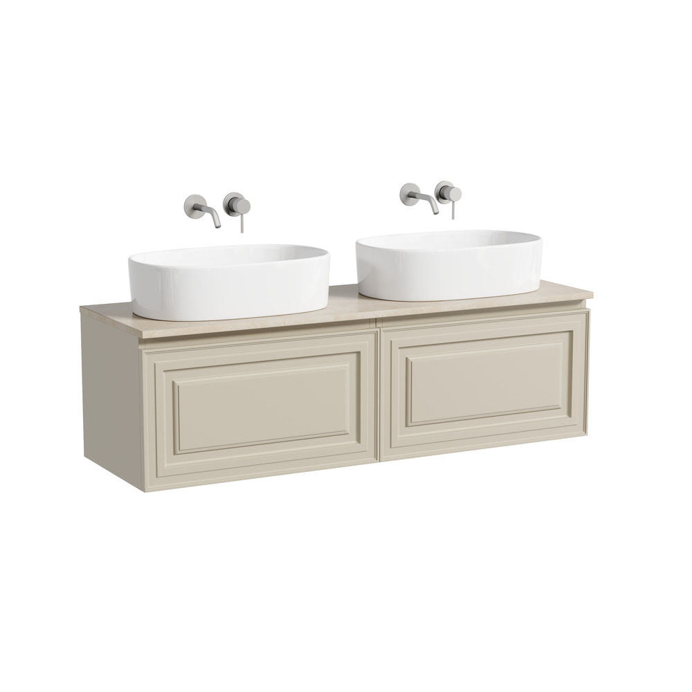Тумба 140 см VERY Beige Soft ПОДВЕСНАЯ Sancos со столешницей и с раковинами CN6075
