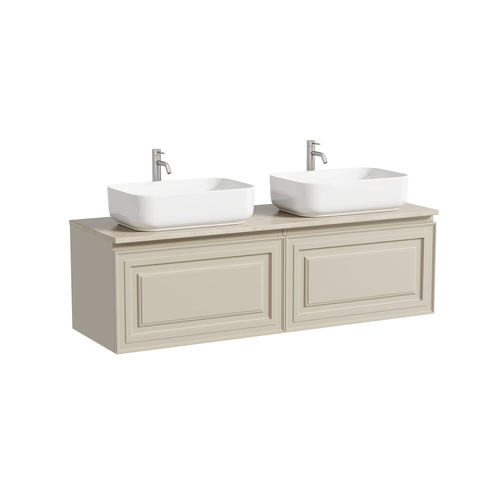 Тумба 160 см VERY Beige Soft ПОДВЕСНАЯ Sancos со столешницей и с раковинами CN5043