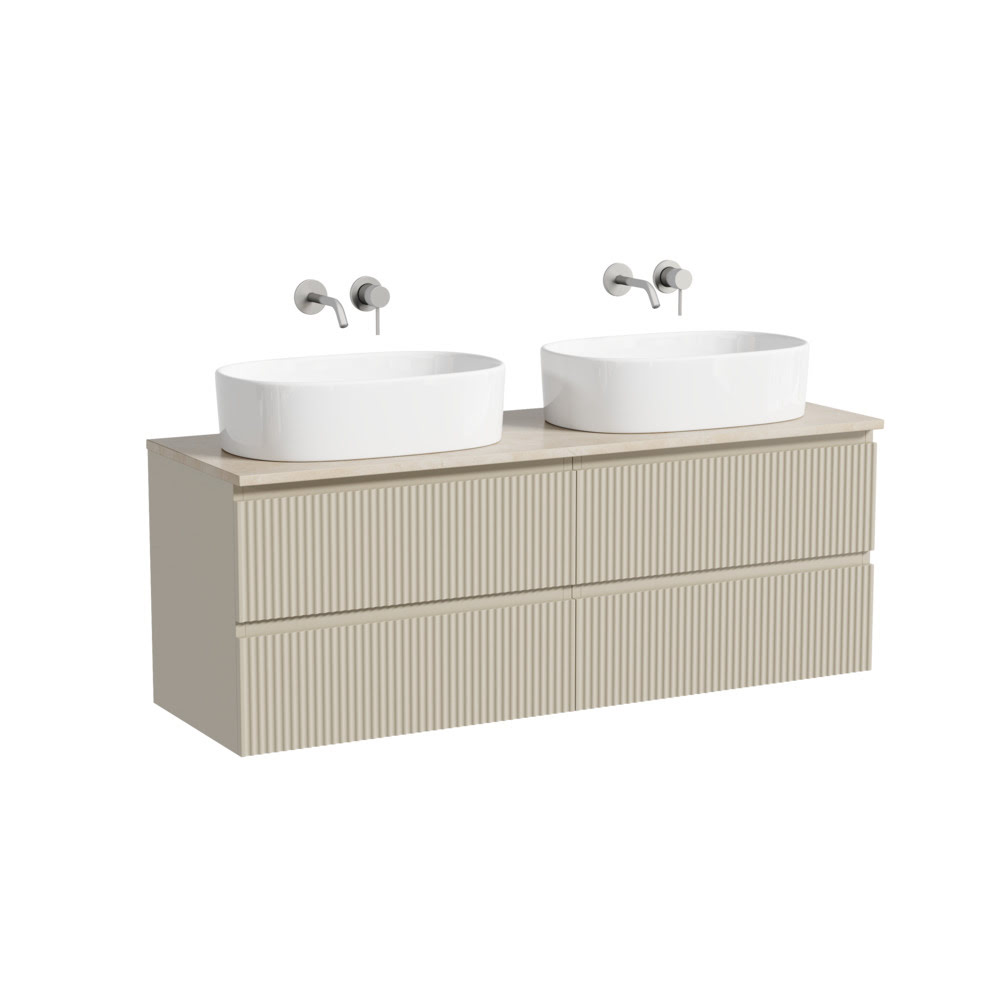 23-stolesh-png0049 Тумба 140 см SNOB R Beige Soft ПОДВЕСНАЯ Sancos со столешницей и с раковинами CN6075 — изображение 1