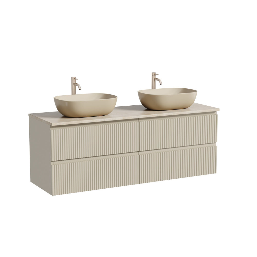 23-stolesh-png0050 Тумба 140 см SNOB R Beige Soft ПОДВЕСНАЯ Sancos со столешницей и с раковинами CN6009MC — изображение 1