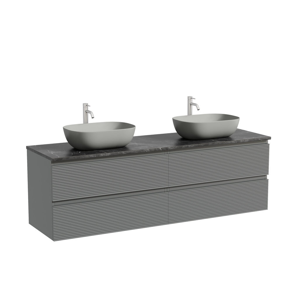 Тумба 160 см Folk Grey soft ПОДВЕСНАЯ Sancos со столешницей и с раковинами CN6009MH