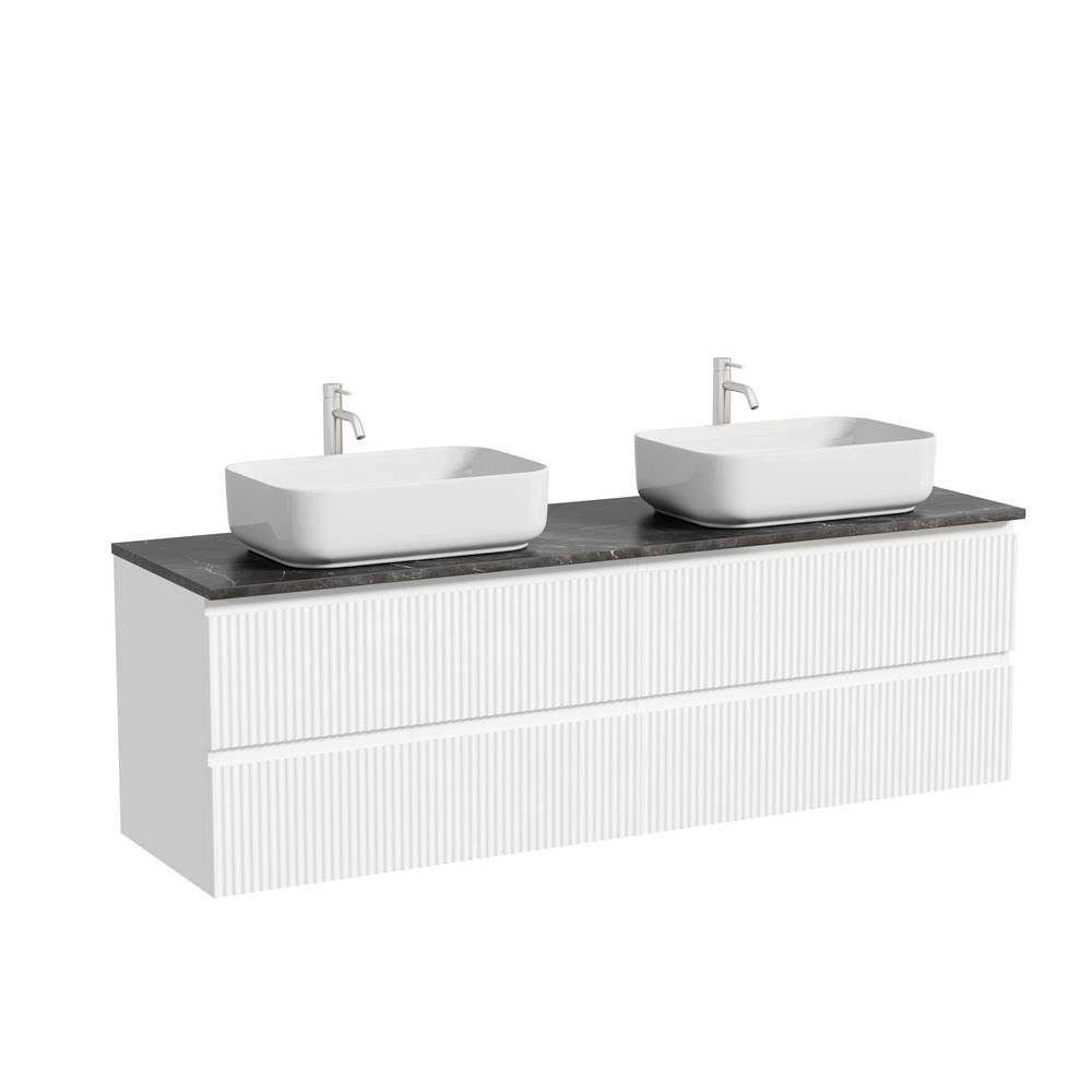 Тумба 160 см ПОДВЕСНАЯ Sancos SNOB R Bianco со столешницей и с раковинами CN5043