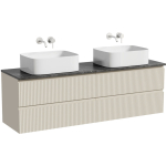 Тумба 160 см ПОДВЕСНАЯ Sancos SNOB R Beige Soft со столешницей и с раковинами CN6052